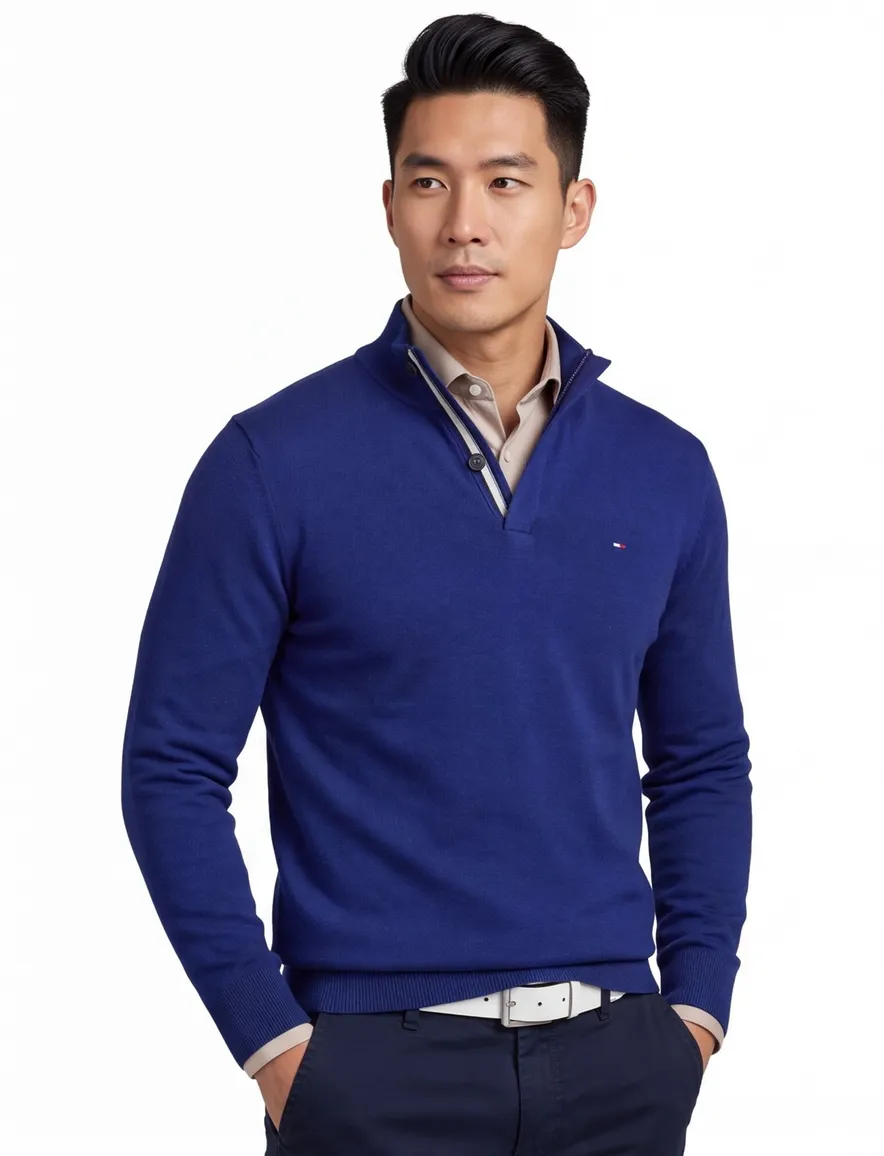 trui blauw Portofino Regular Fit