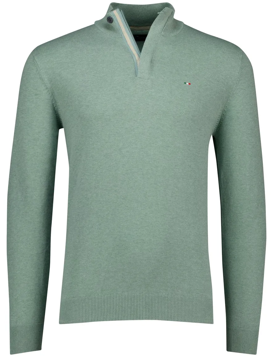 Portofino Regular fit half zip trui groen katoen