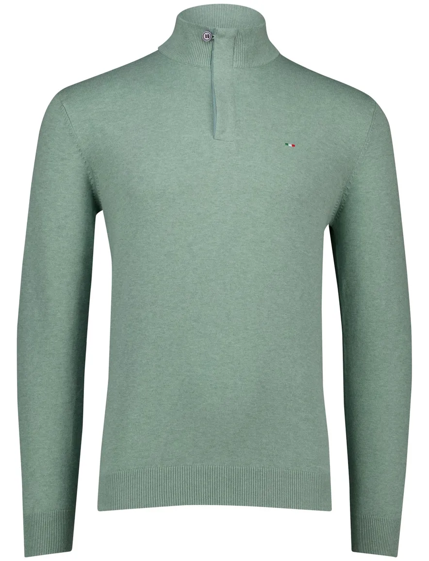 Portofino Regular fit half zip trui groen katoen