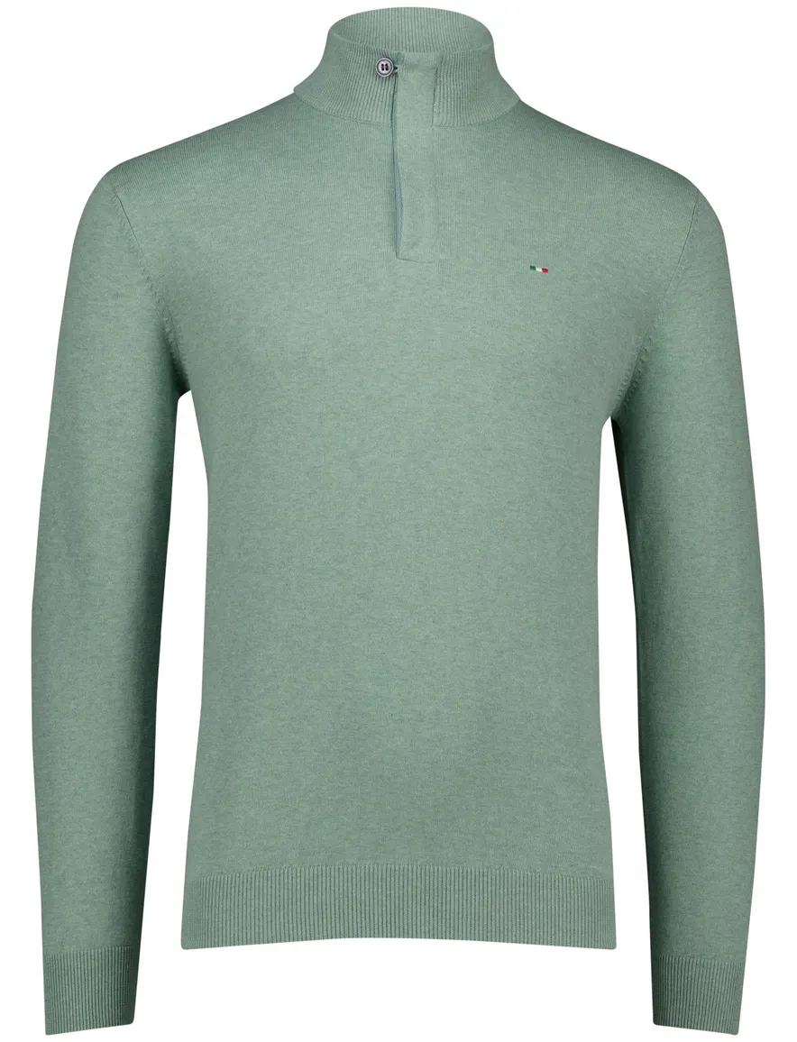 Portofino Regular fit half zip trui groen katoen