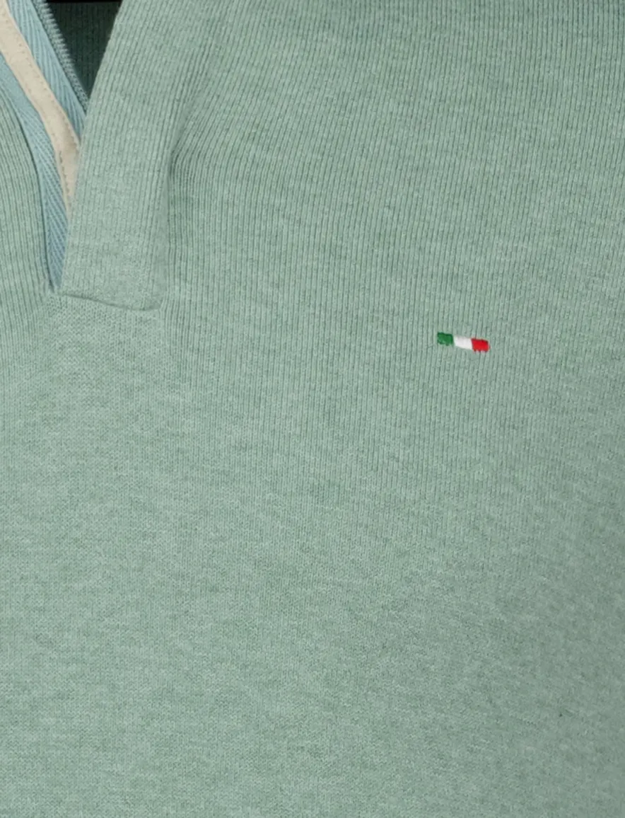 Portofino Regular fit half zip trui groen katoen