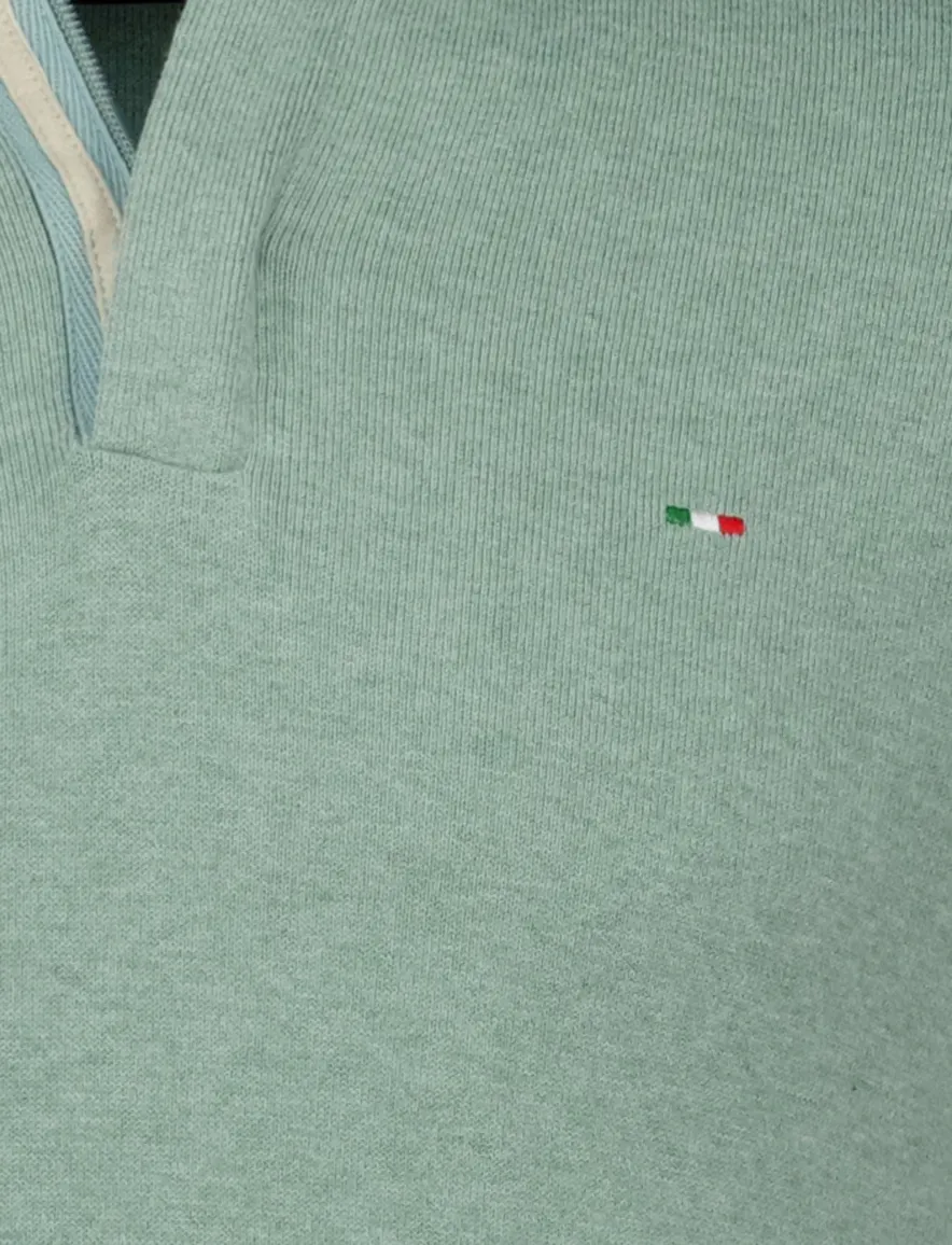 Portofino Regular fit half zip trui groen katoen