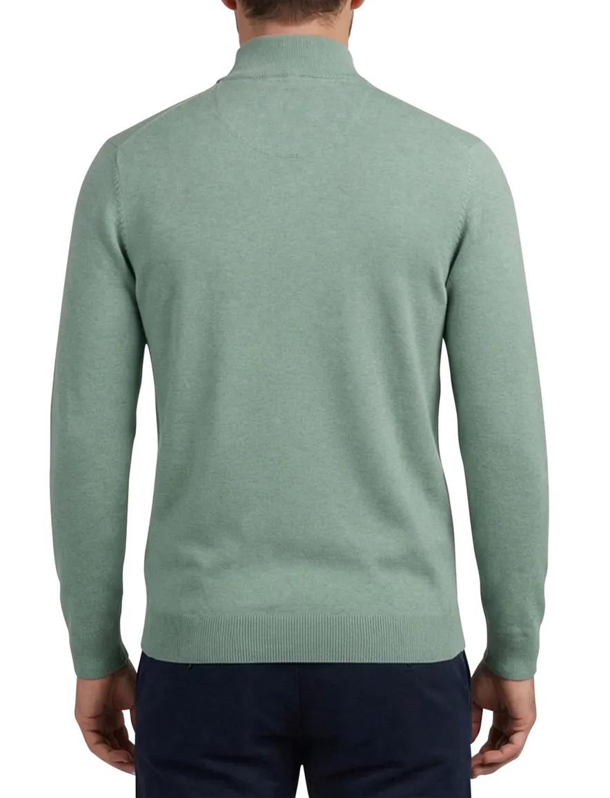 Portofino Regular fit half zip trui groen katoen