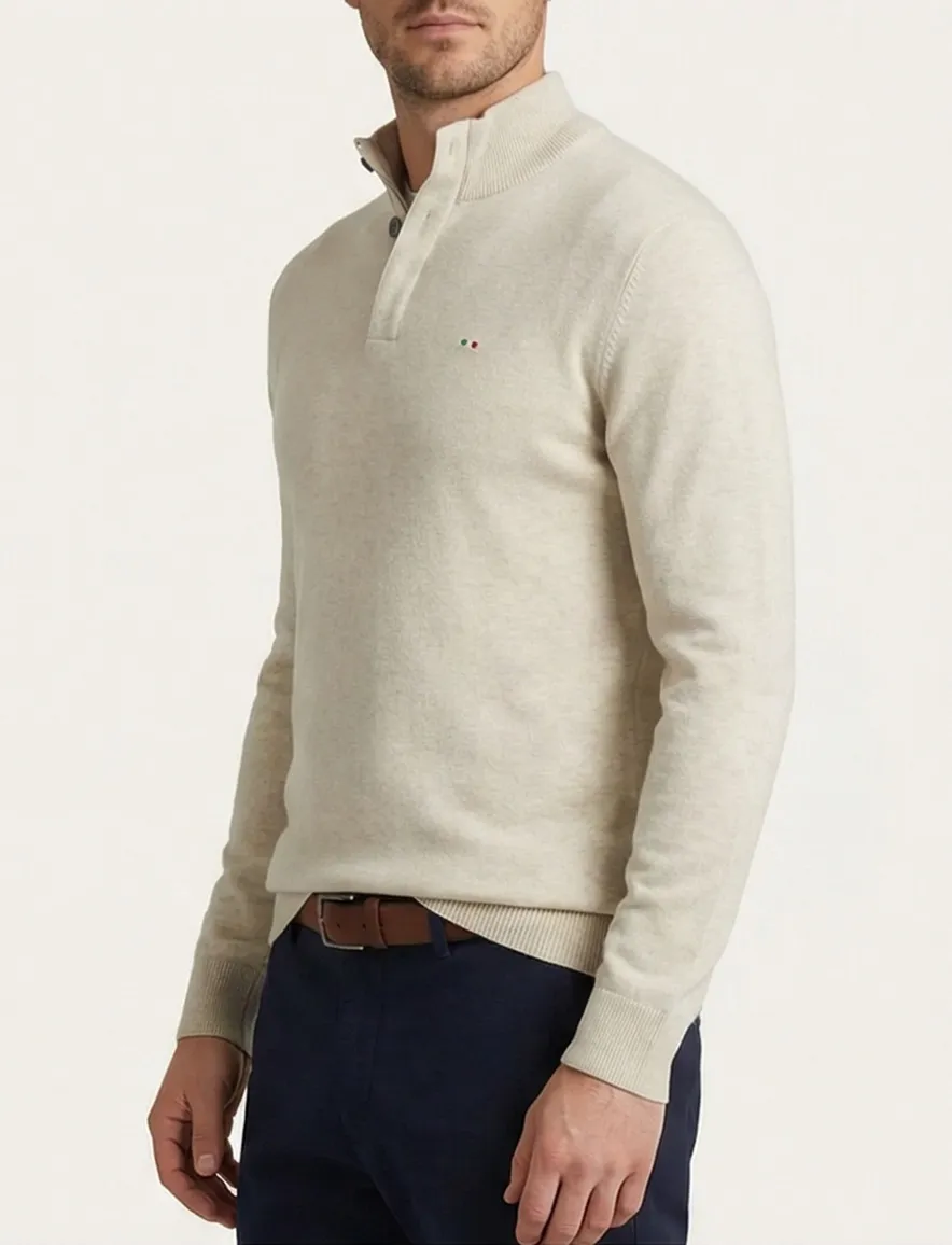 Portofino Regular fit half zip trui creme