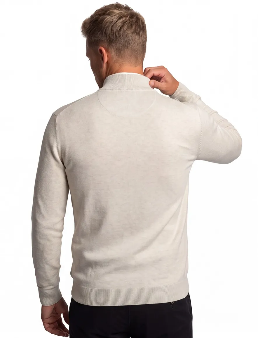 Portofino Regular fit half zip trui creme