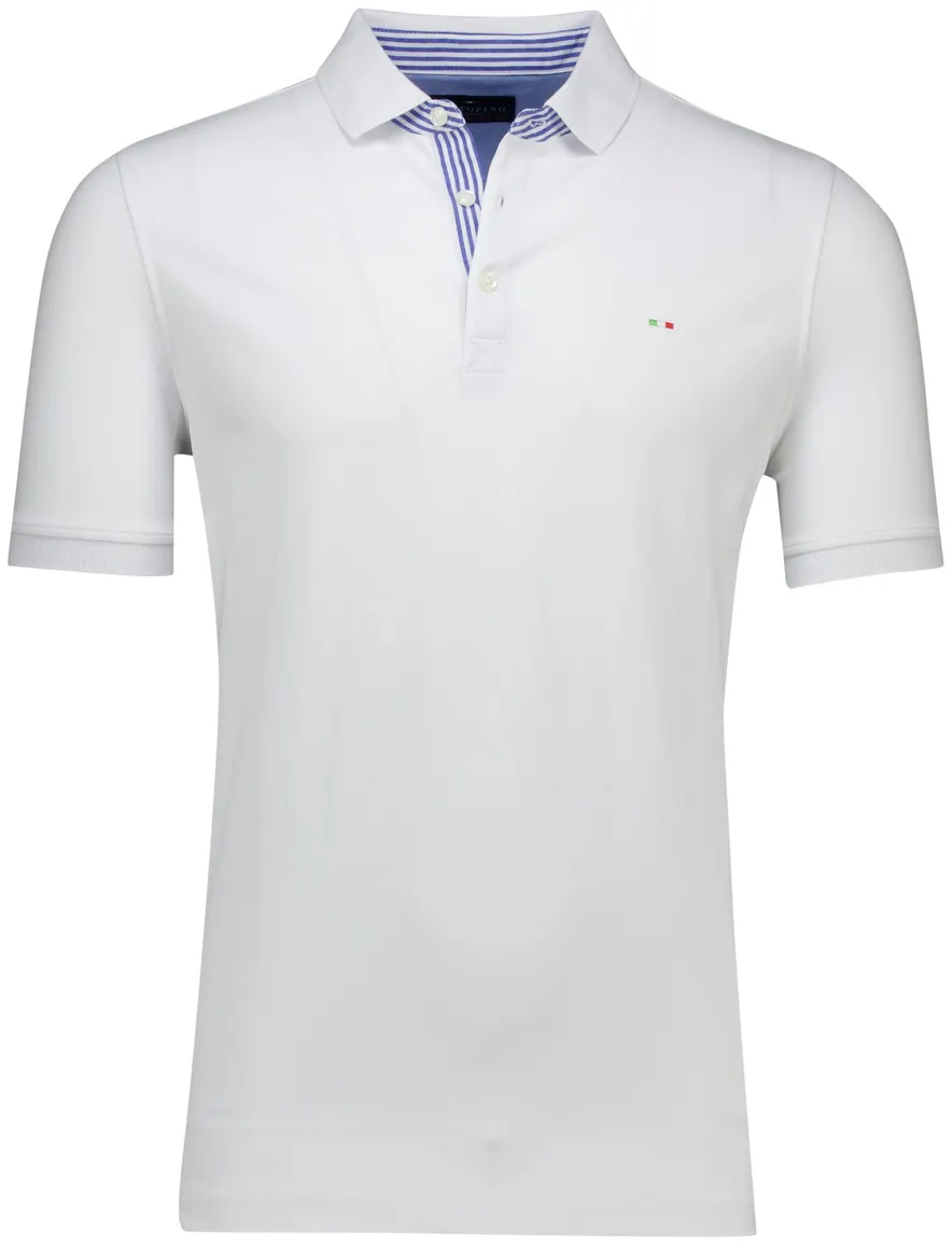 Portofino polo wit 3-knoops effen katoen