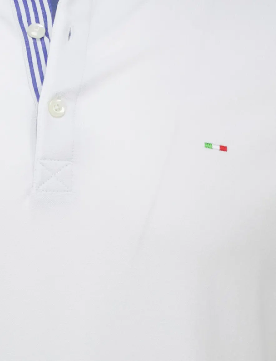 Portofino polo wit 3-knoops effen katoen