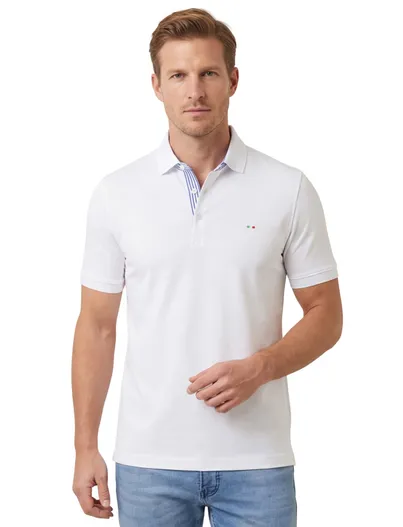 Portofino Portofino polo wit 3-knoops effen