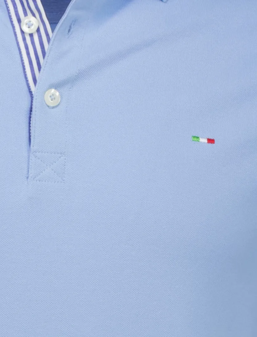 Portofino polo lichtblauw 3-knoops katoen