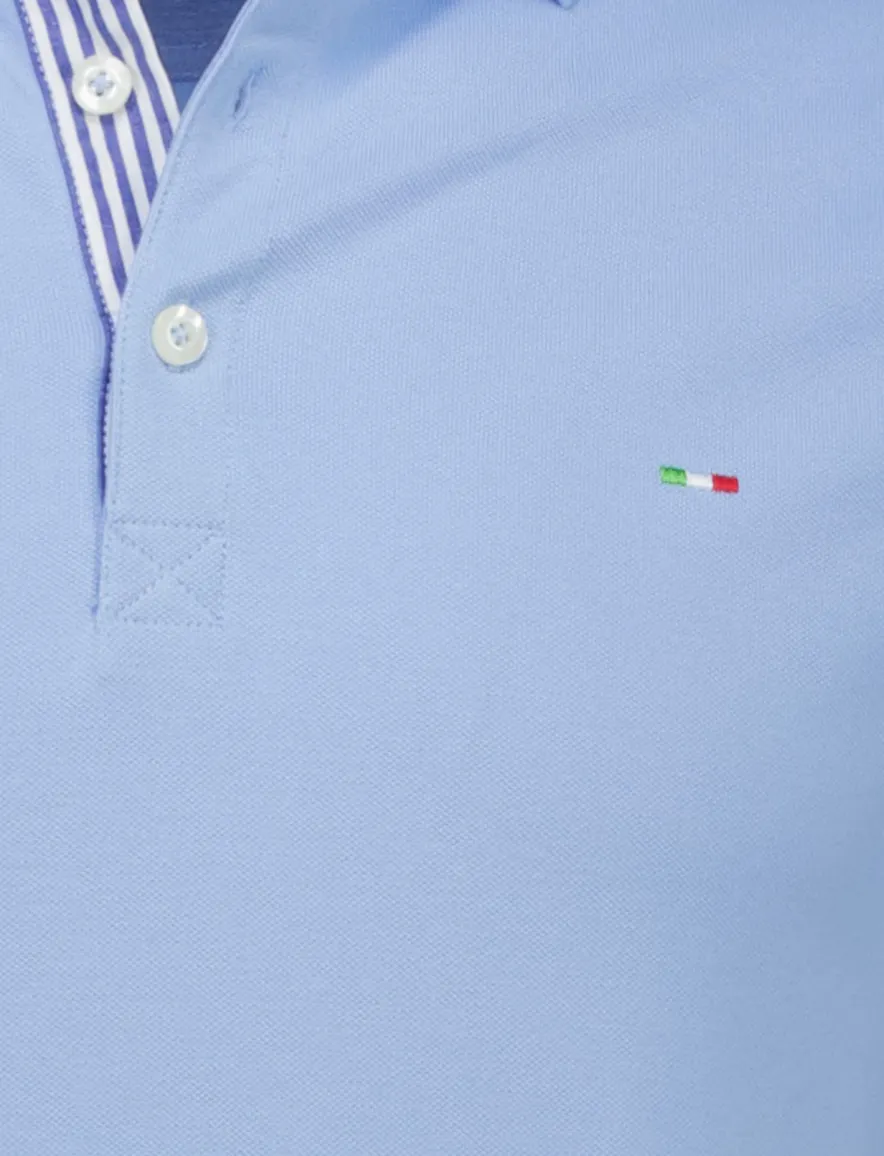 Portofino polo lichtblauw 3-knoops katoen