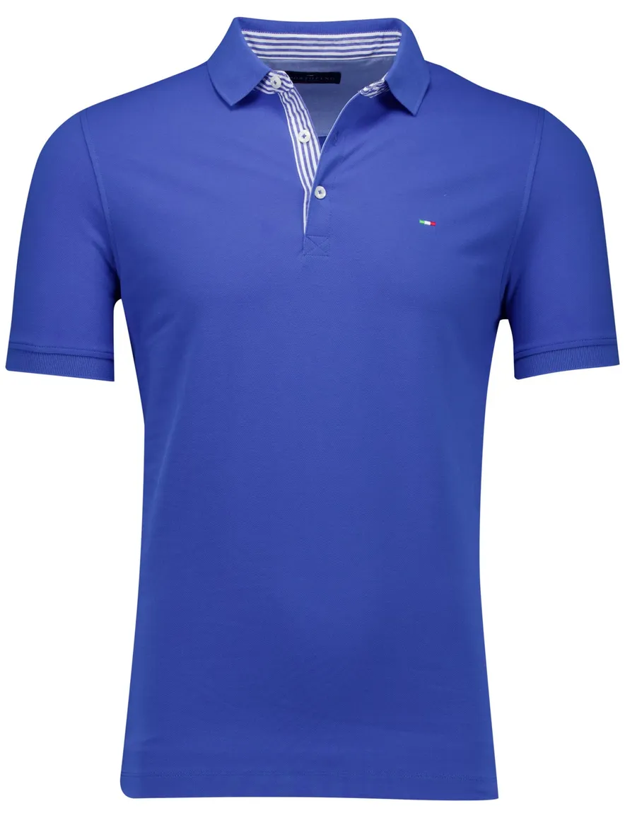 Portofino polo blauw pique katoen 3-knoops