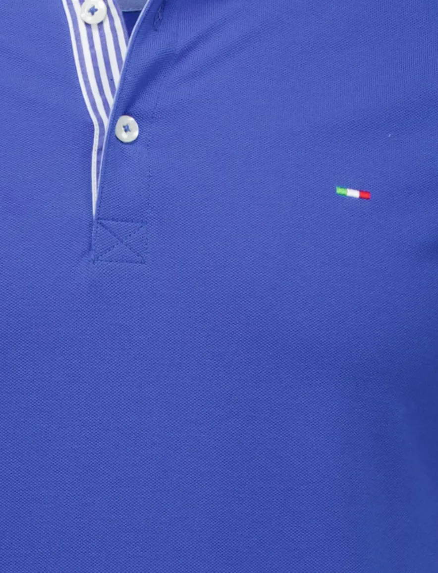 Portofino polo blauw pique katoen 3-knoops