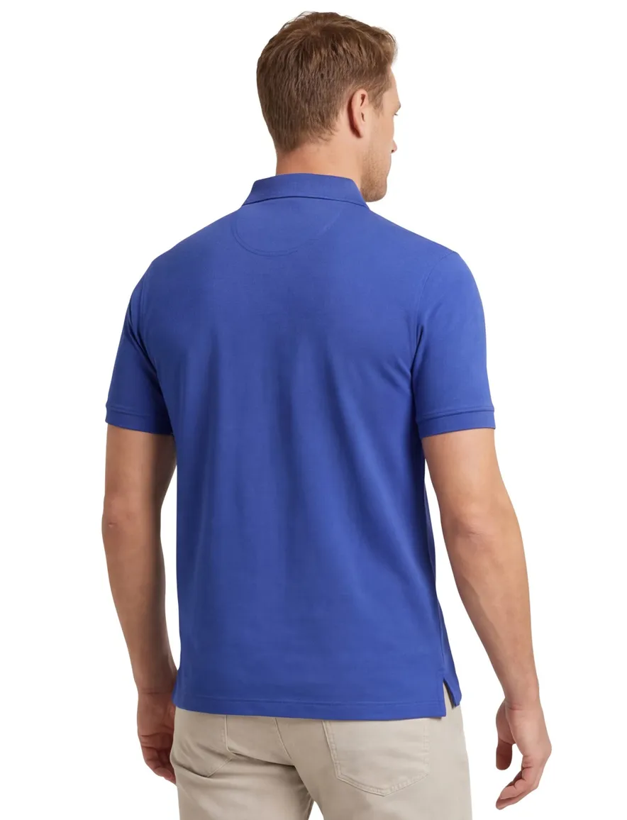 Portofino polo blauw pique katoen 3-knoops