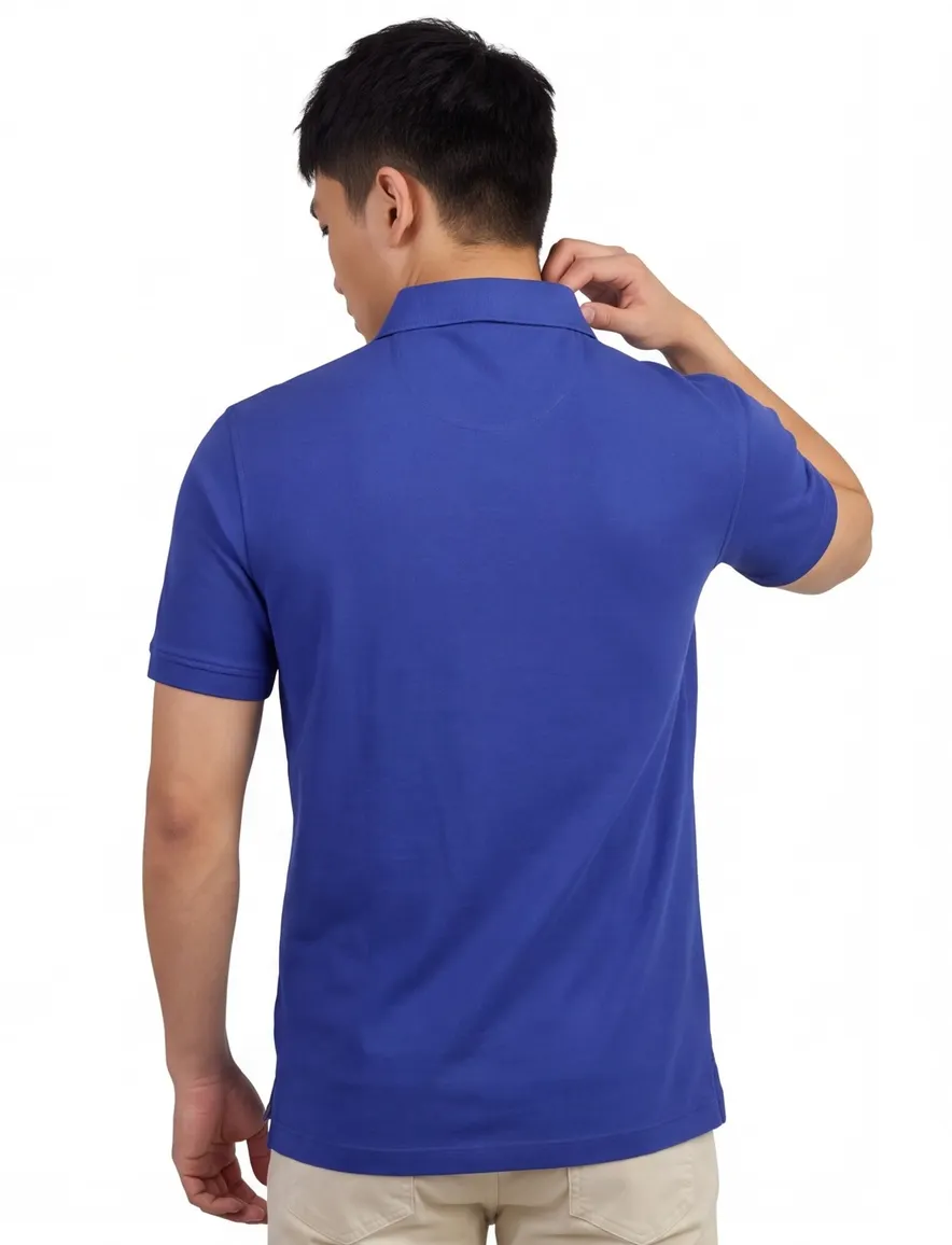 Portofino polo blauw pique katoen effen