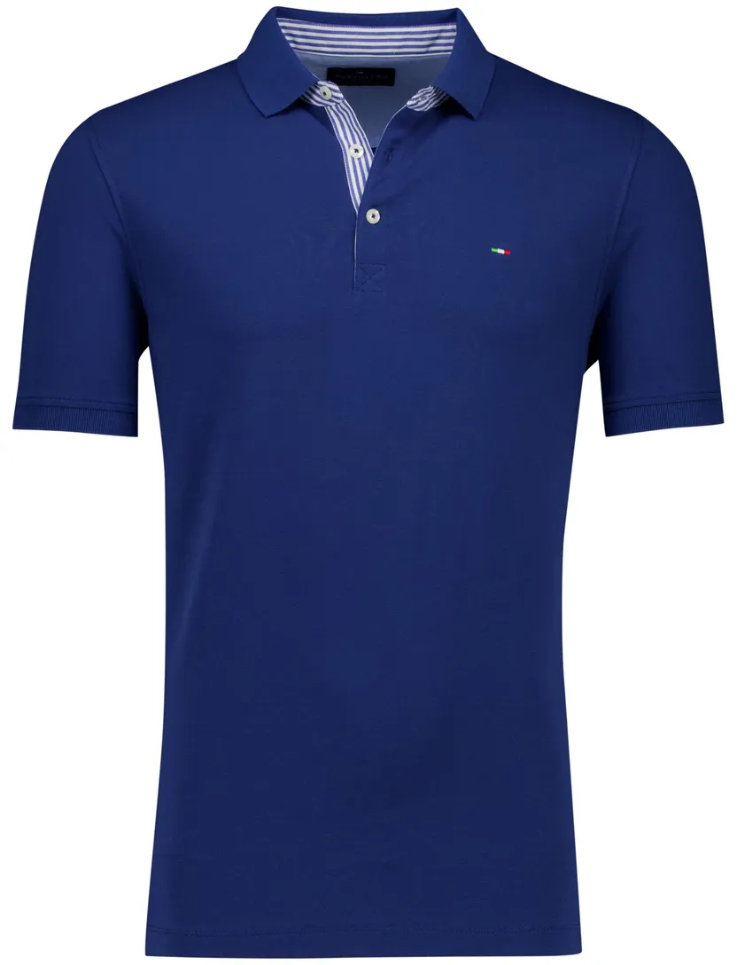 Portofino polo donkerblauw effen pique katoen
