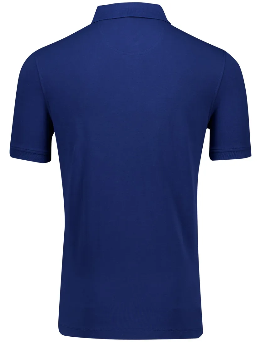 Portofino polo donkerblauw effen pique katoen
