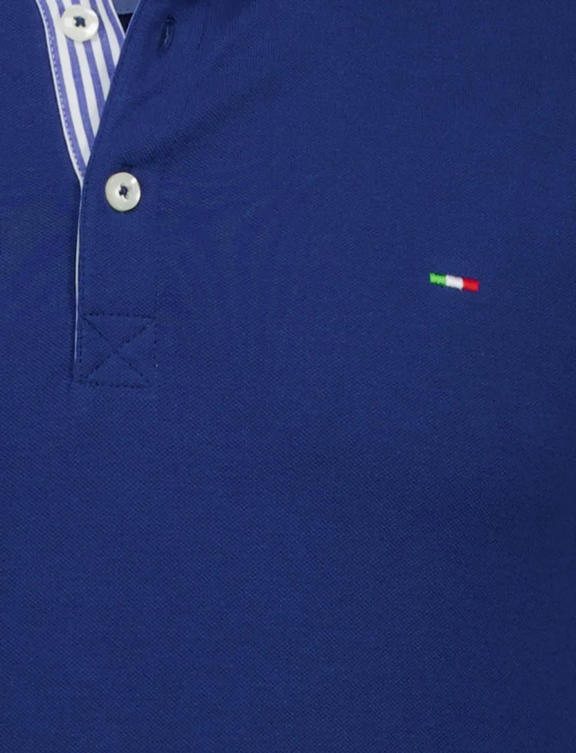 Portofino polo donkerblauw effen pique katoen