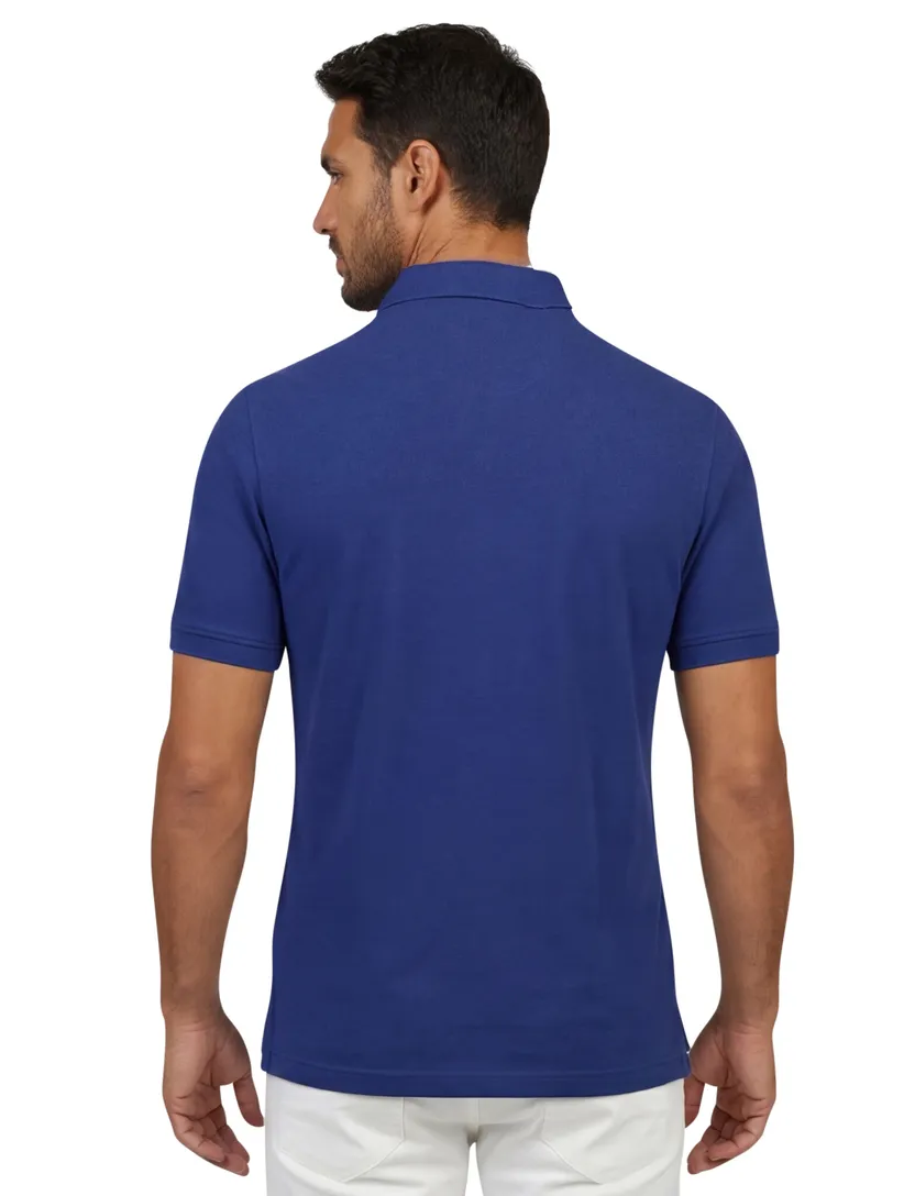 Portofino polo donkerblauw effen pique katoen