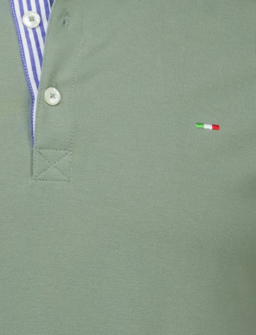 Portofino polo groen pique 3-knoops