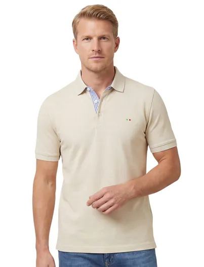 Portofino katoenen Portofino polo beige pique 3 knoops normale fit