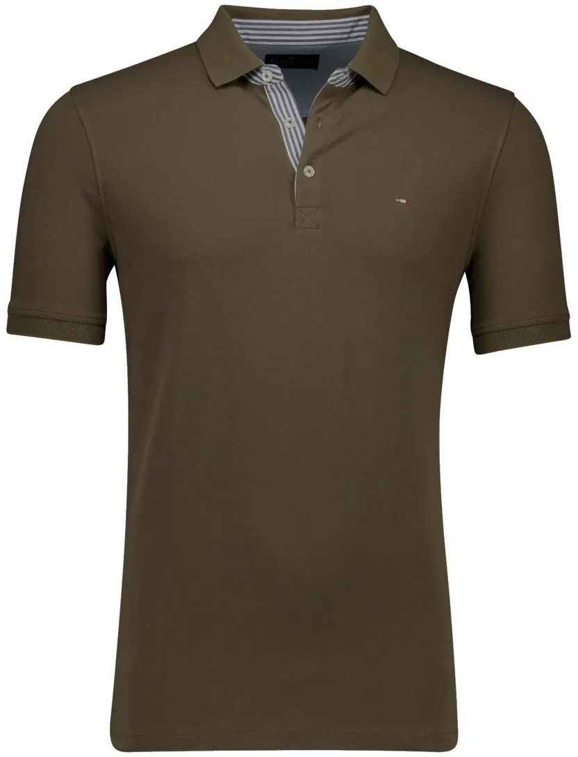 Portofino polo bruin pique 3-knoops