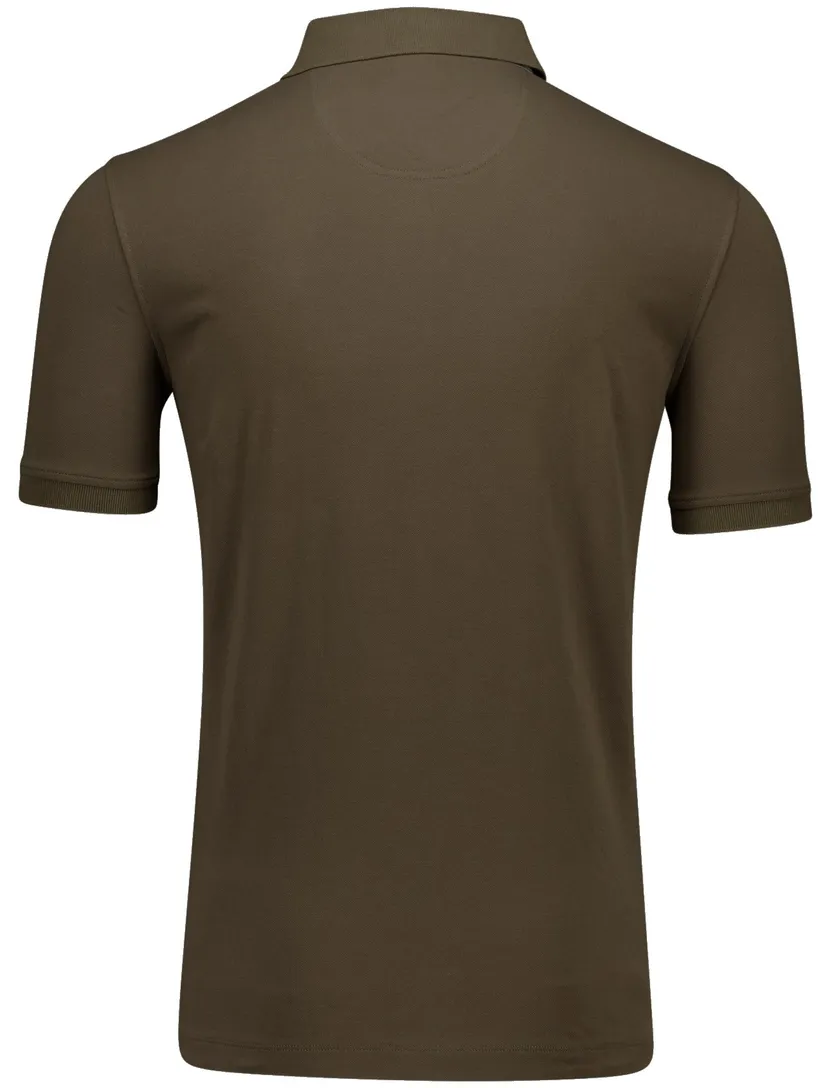 Portofino polo bruin pique 3-knoops