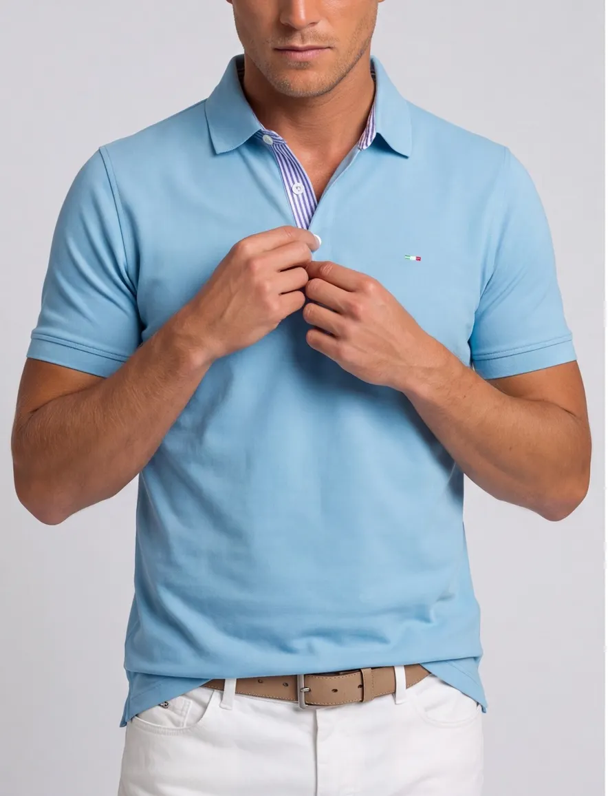 Portofino polo blauw katoen