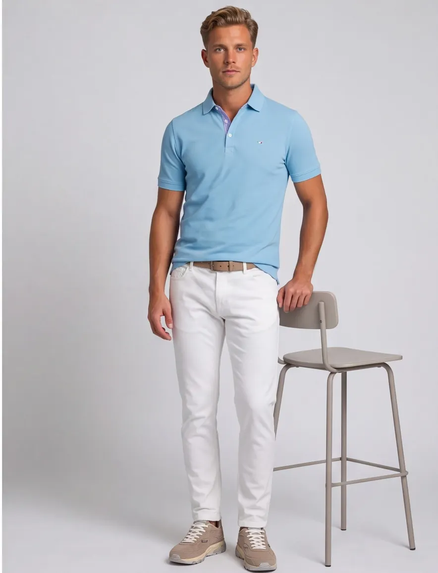 Portofino polo blauw katoen
