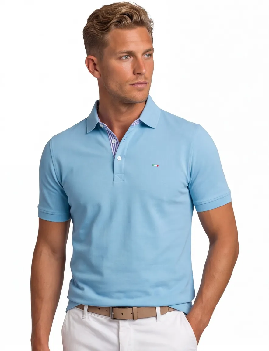 Portofino polo blauw katoen