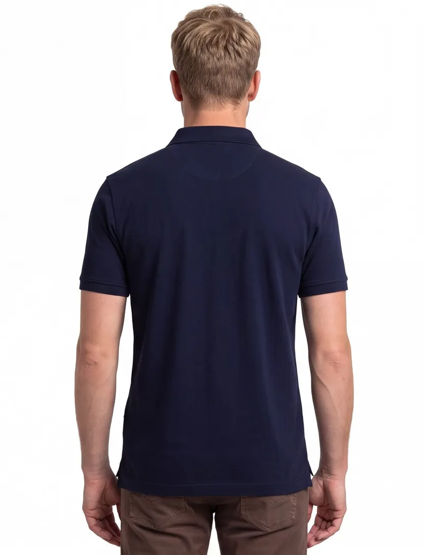 katoenen Portofino polo extra lang donkerblauw normale fit