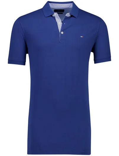 Portofino Portofino polo extra lang kobaltblauw effen normale fit