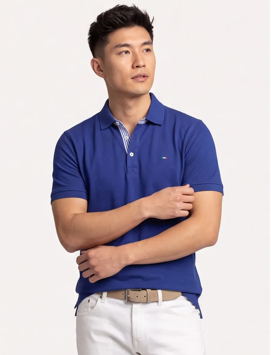 Portofino polo extra lang cobalt effen