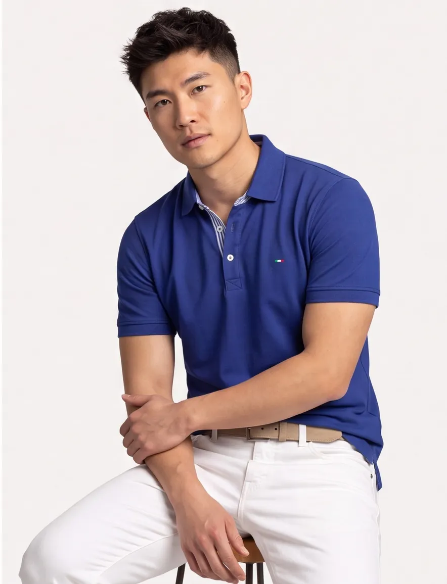 Portofino polo extra lang cobalt effen