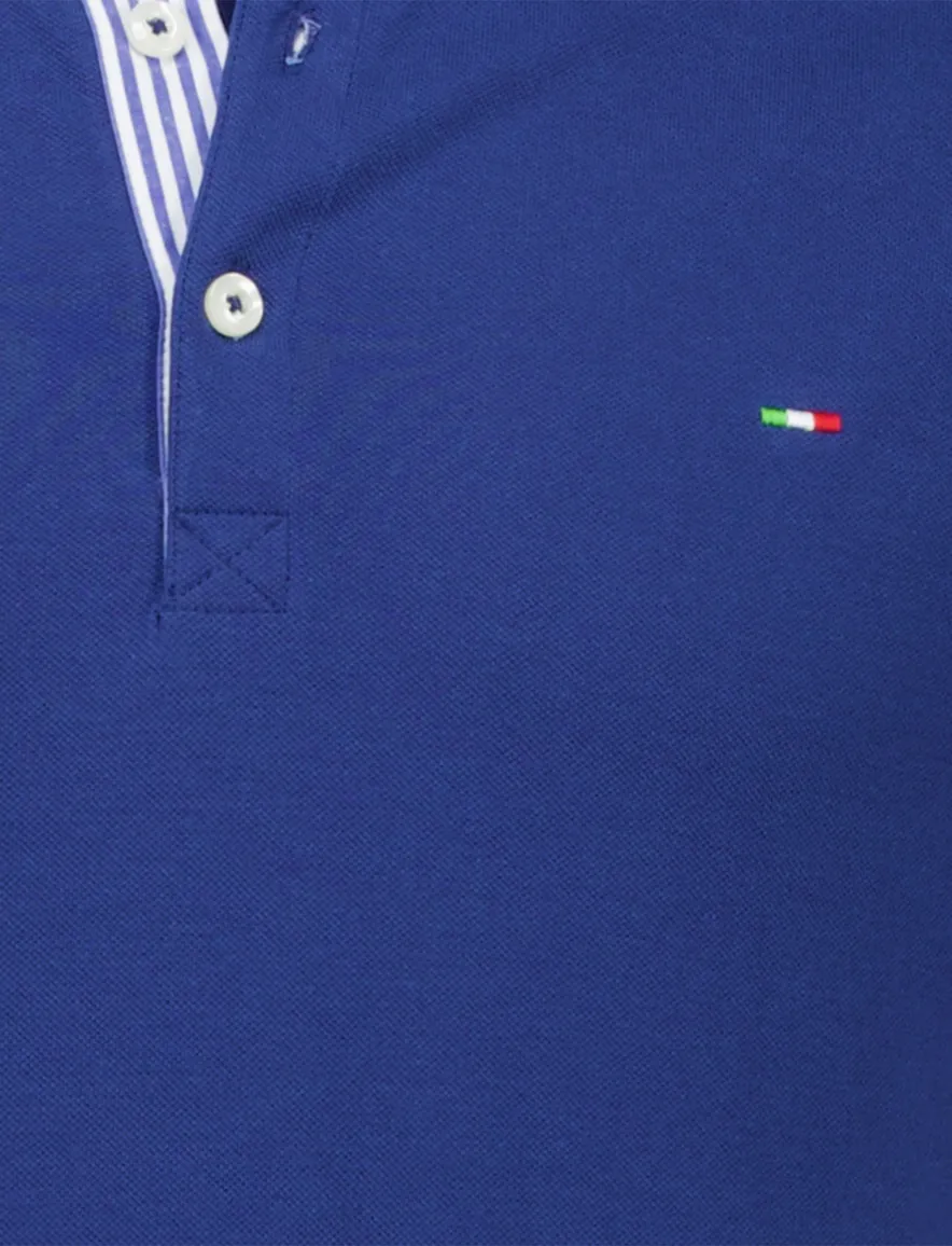 Portofino polo extra lang kobaltblauw effen normale fit