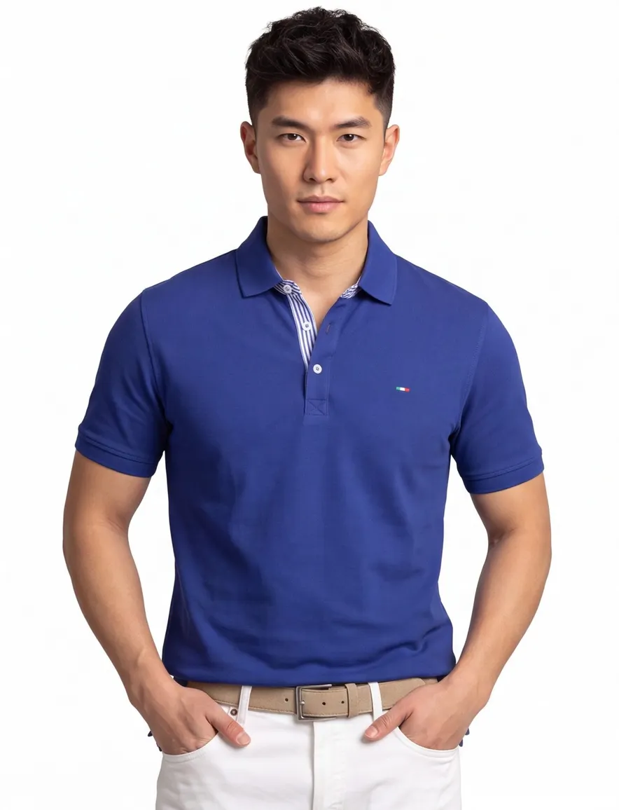 Portofino polo extra lang cobalt effen