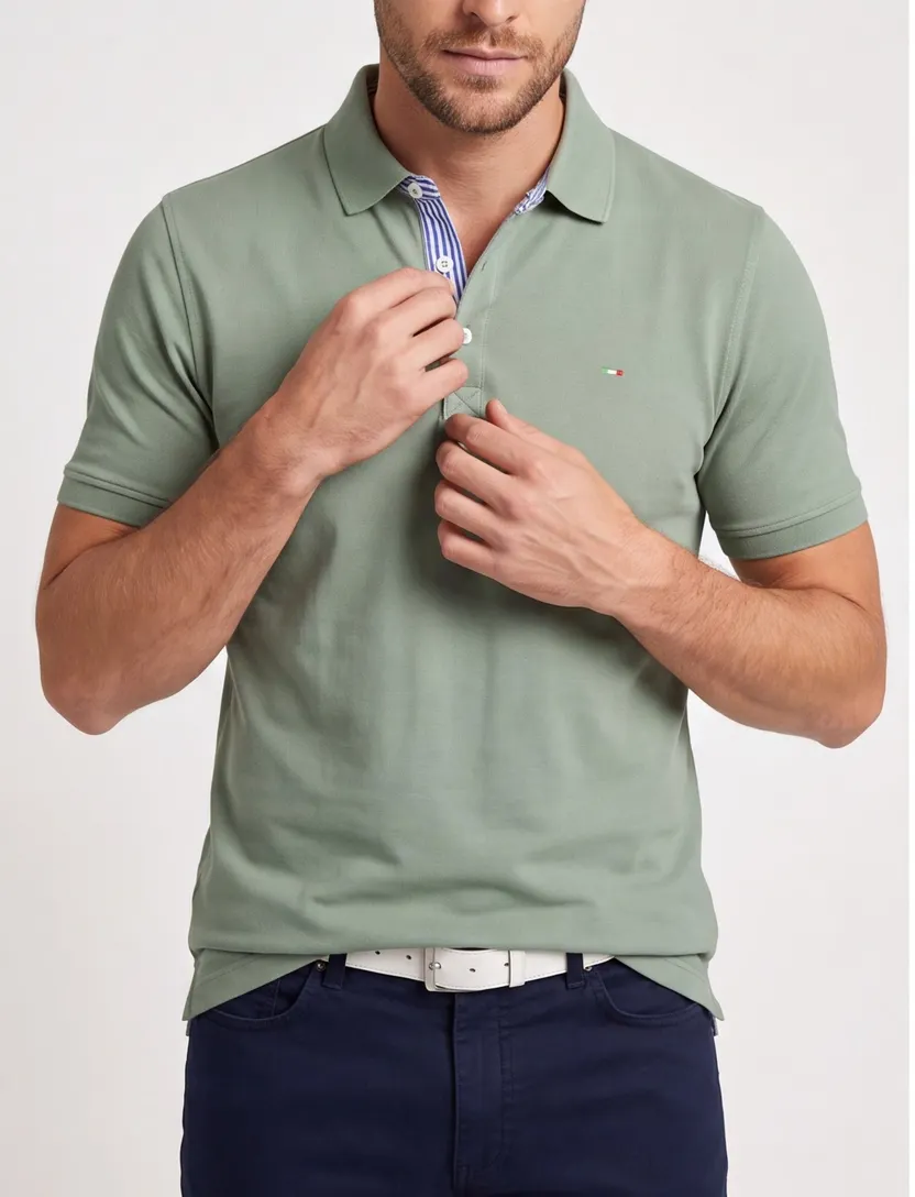 Portofino polo extra lang groen 3-knoops