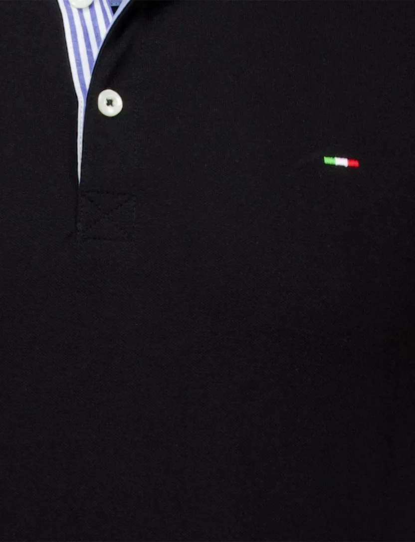 Portofino polo extra lang zwart stretch pique 3-knoops
