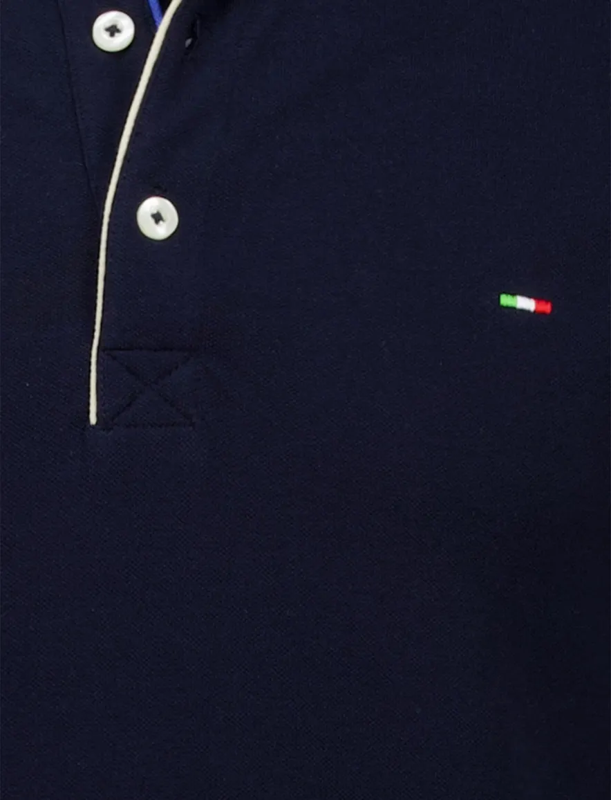 Portofino polo donkerblauw 3 knoops normale fit katoen
