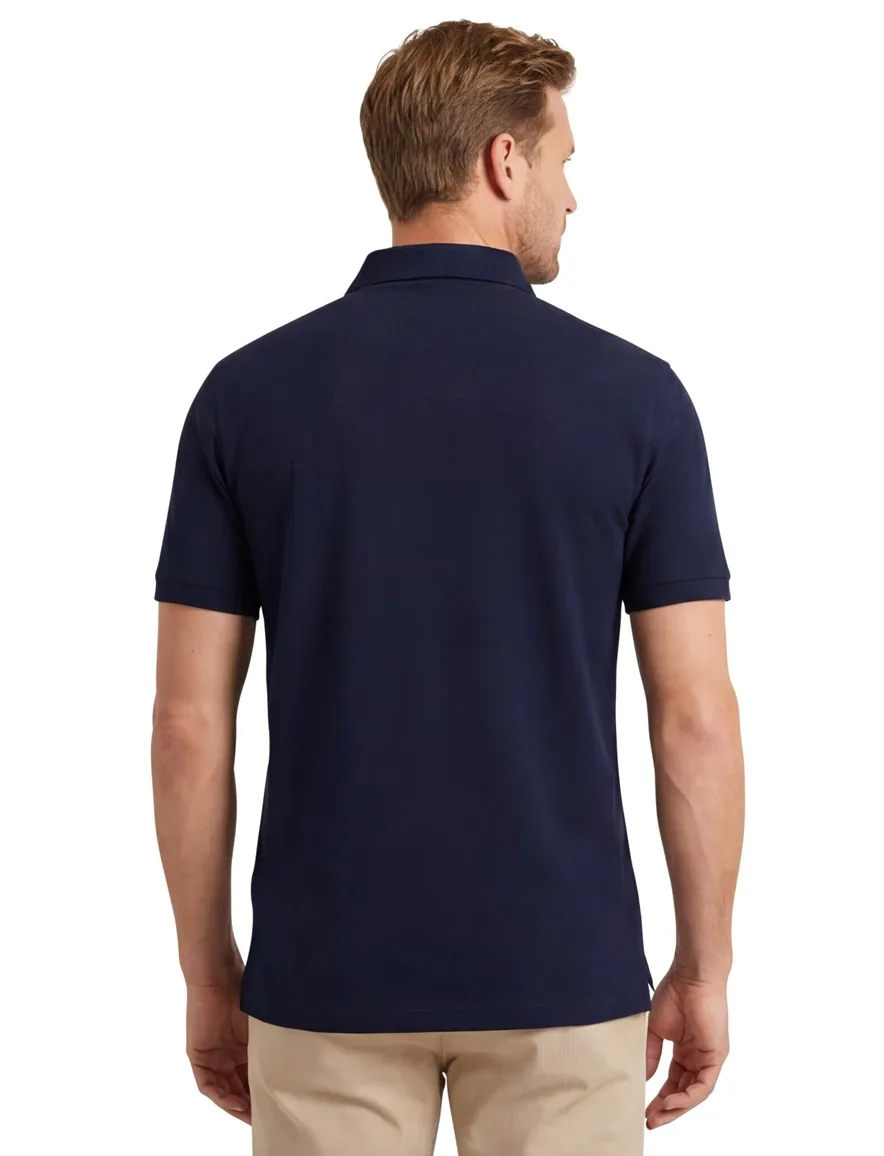 Portofino polo donkerblauw 3 knoops normale fit katoen