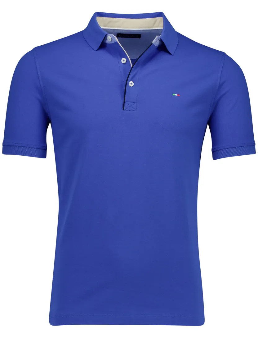 Portofino polo blauw pique 3-knoops