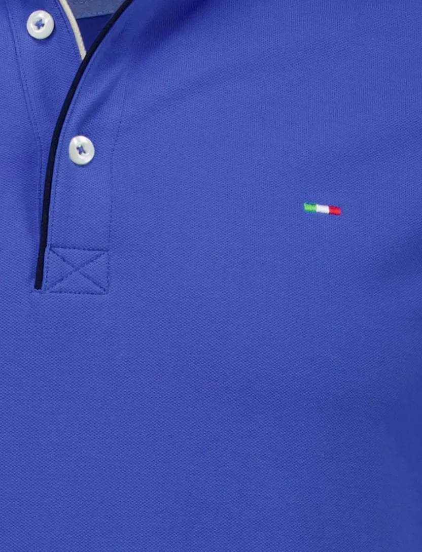Portofino polo blauw pique 3-knoops