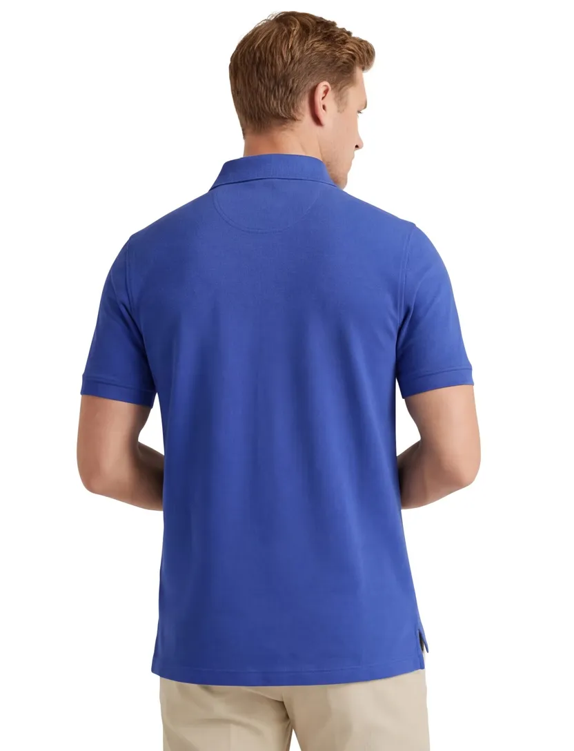 Portofino polo blauw pique 3-knoops