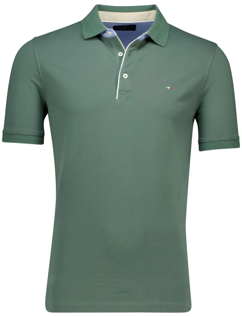 Portofino polo groen pique 3-knoops katoen