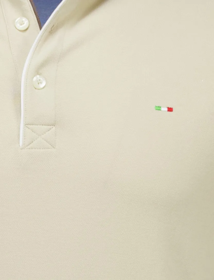 Portofino polo beige pique 3-knoops