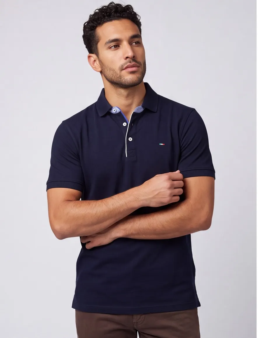 poloshirt extra lang donkerblauw Portofino