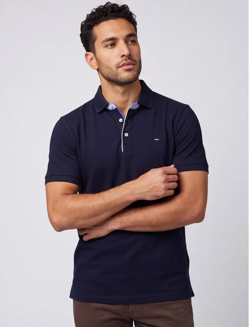 Portofino polo extra lang donkerblauw