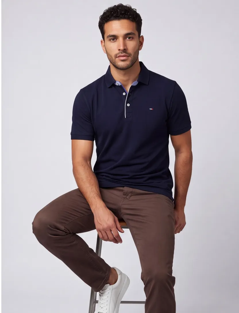 Portofino polo extra lang donkerblauw