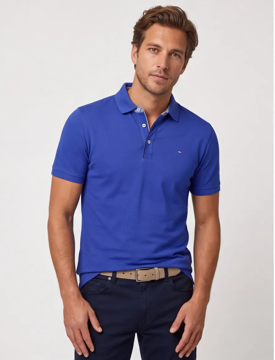 Portofino polo extra lang blauw