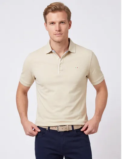 Portofino Portofino poloshirt extra lang beige