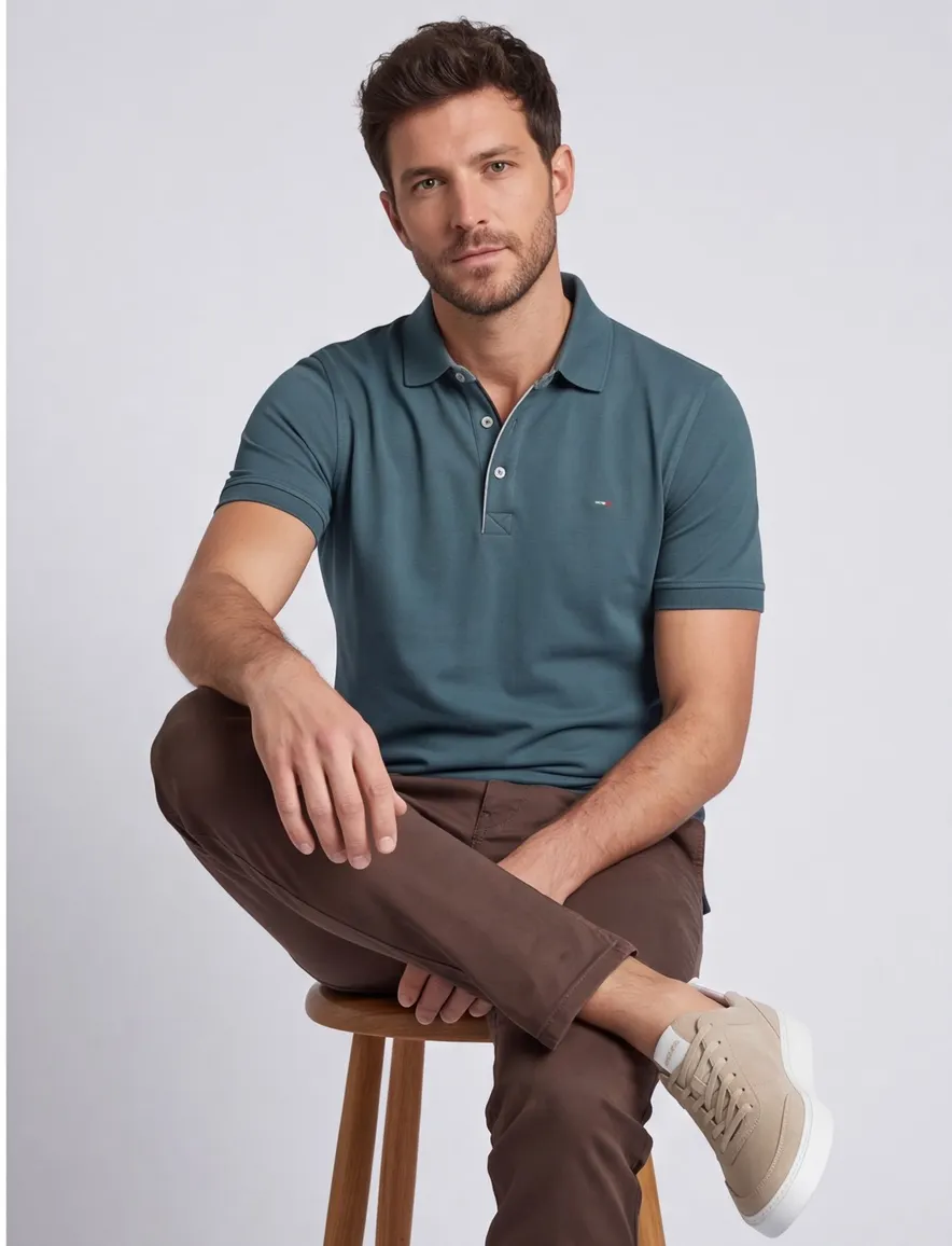 Portofino polo extra lang blauw 3-knoops